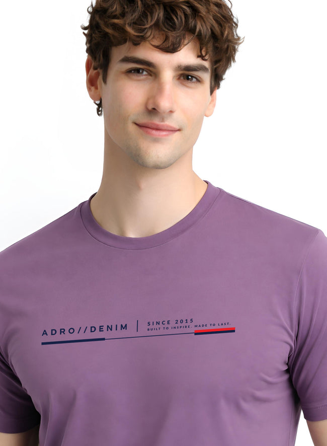 Men Lilac Cotton Printed  T-Shirt