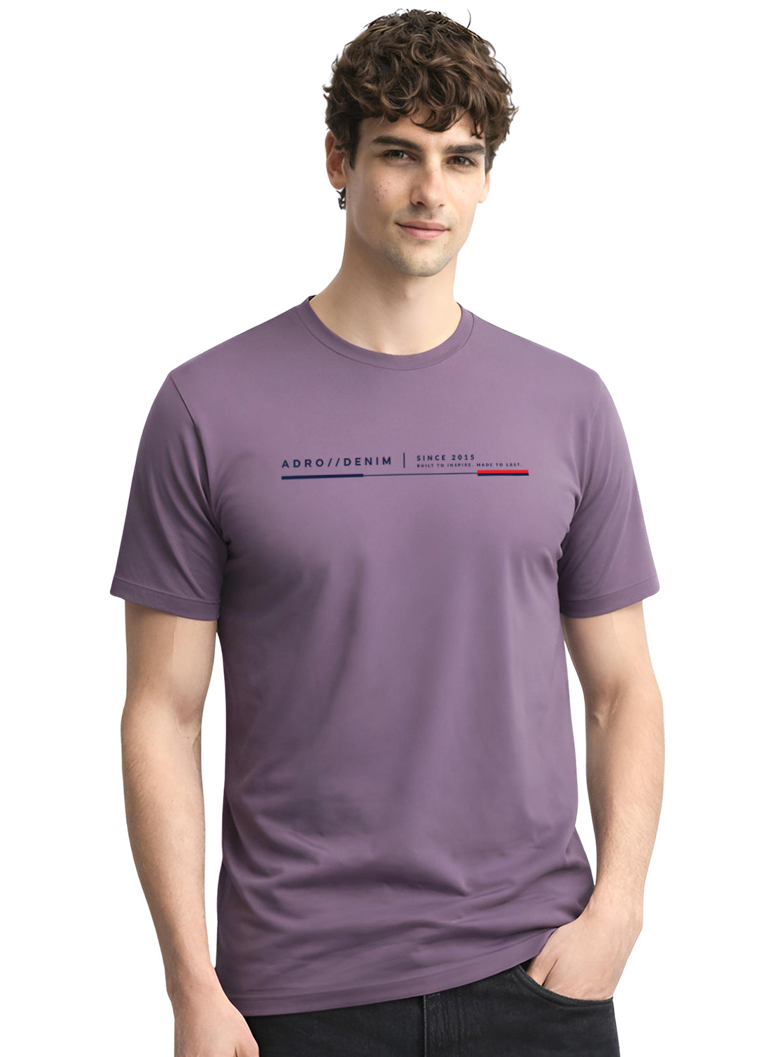 Men Lilac Cotton Printed  T-Shirt