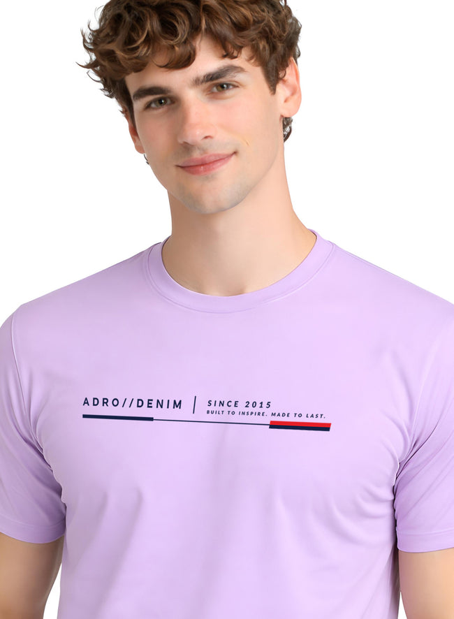 Men Lavender Cotton Printed  T-Shirt