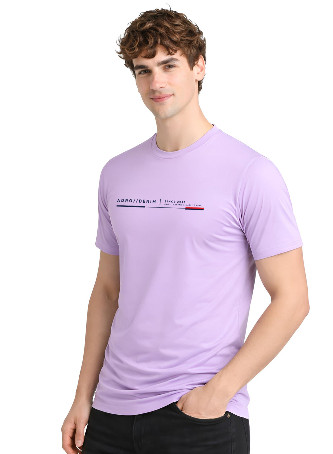 Men Lavender Cotton Printed  T-Shirt