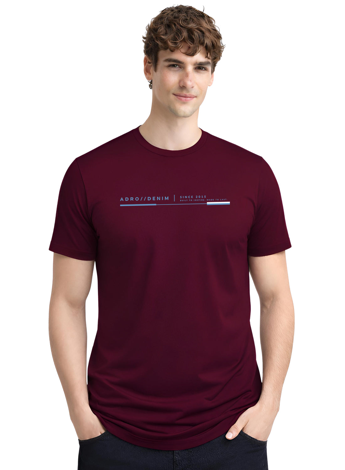 Men Maroon Cotton Printed  T-Shirt