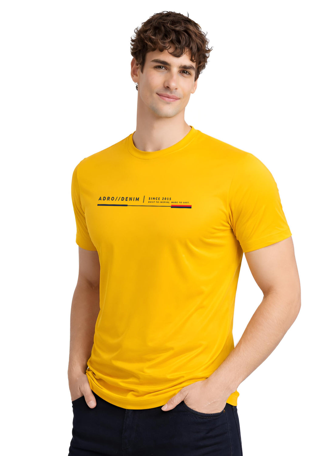 Men Mustard Cotton Printed  T-Shirt