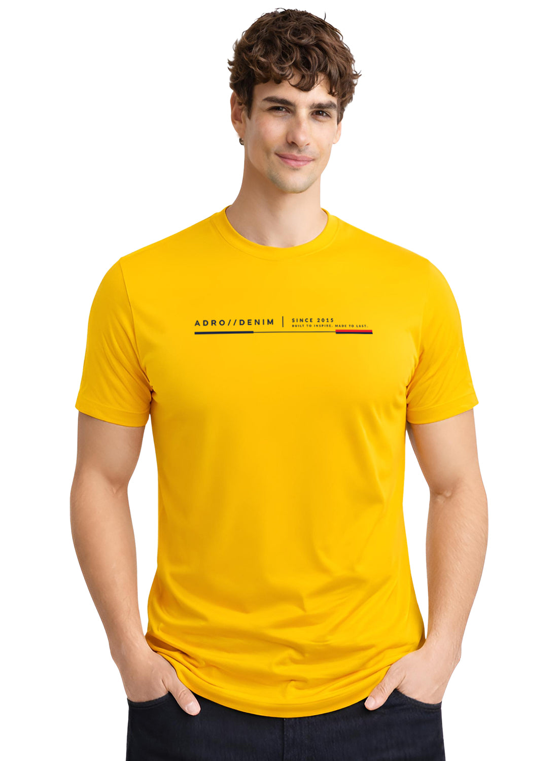 Men Mustard Cotton Printed  T-Shirt