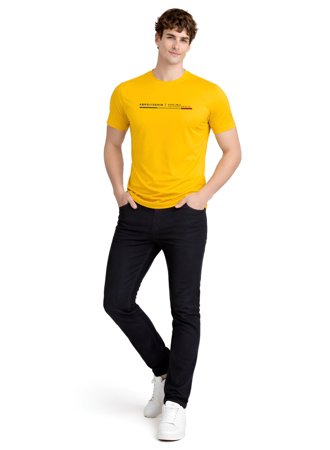 Men Mustard Cotton Printed  T-Shirt