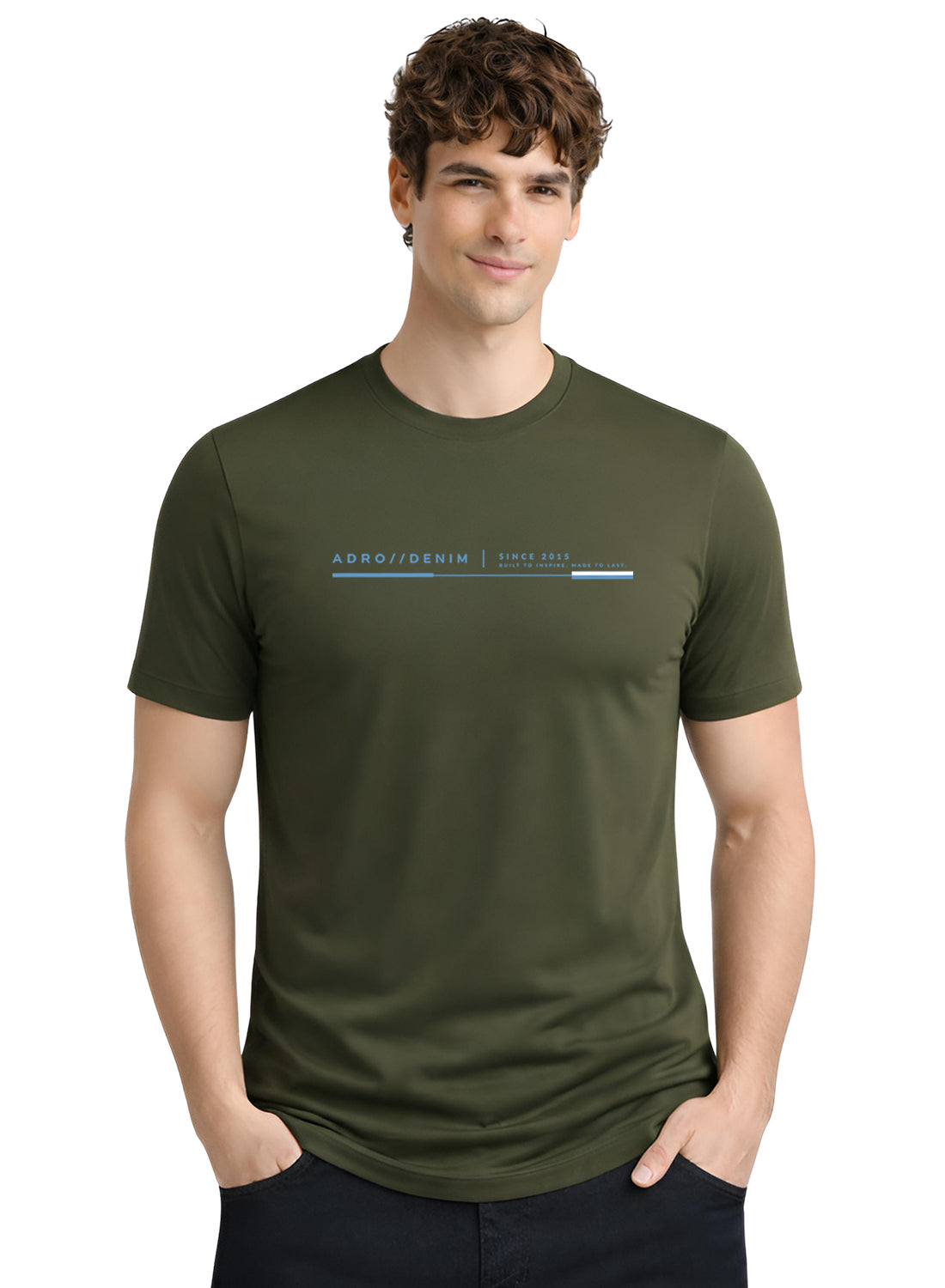Men Olive Cotton Printed  T-Shirt