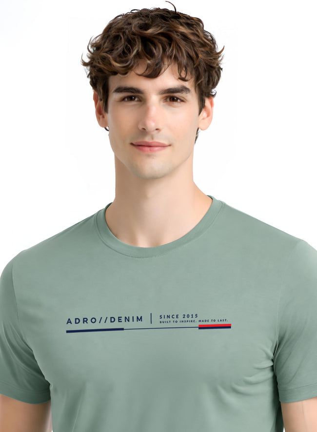 Men Green Cotton Printed  T-Shirt