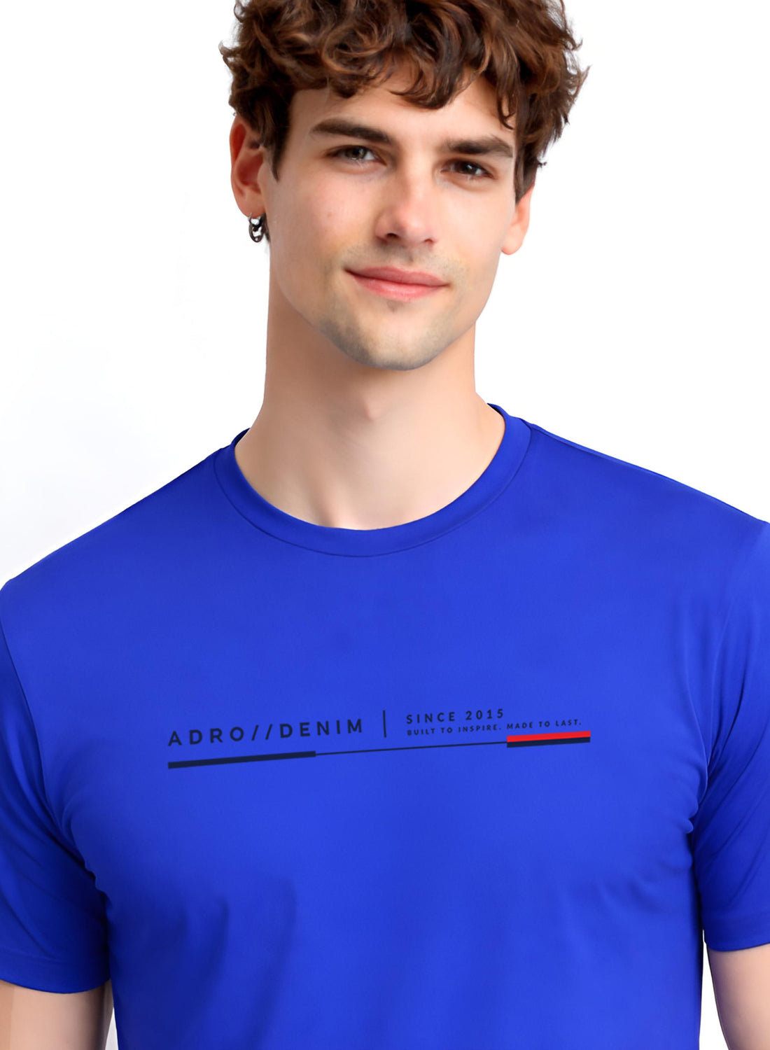 Men Blue Cotton Printed  T-Shirt