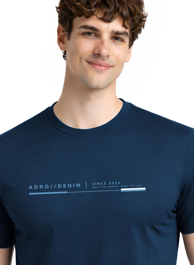 Men Teal Cotton Printed  T-Shirt