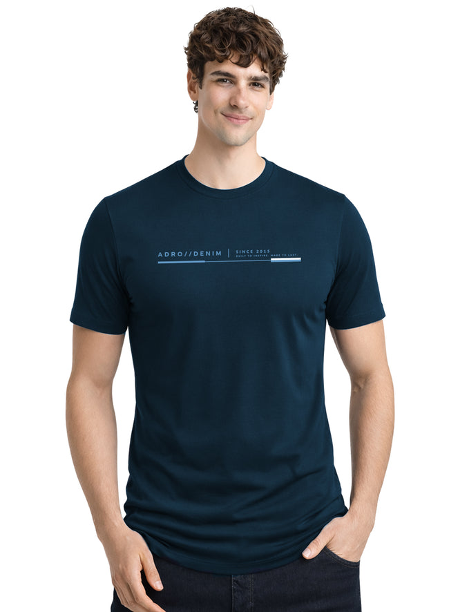 Men Teal Cotton Printed  T-Shirt