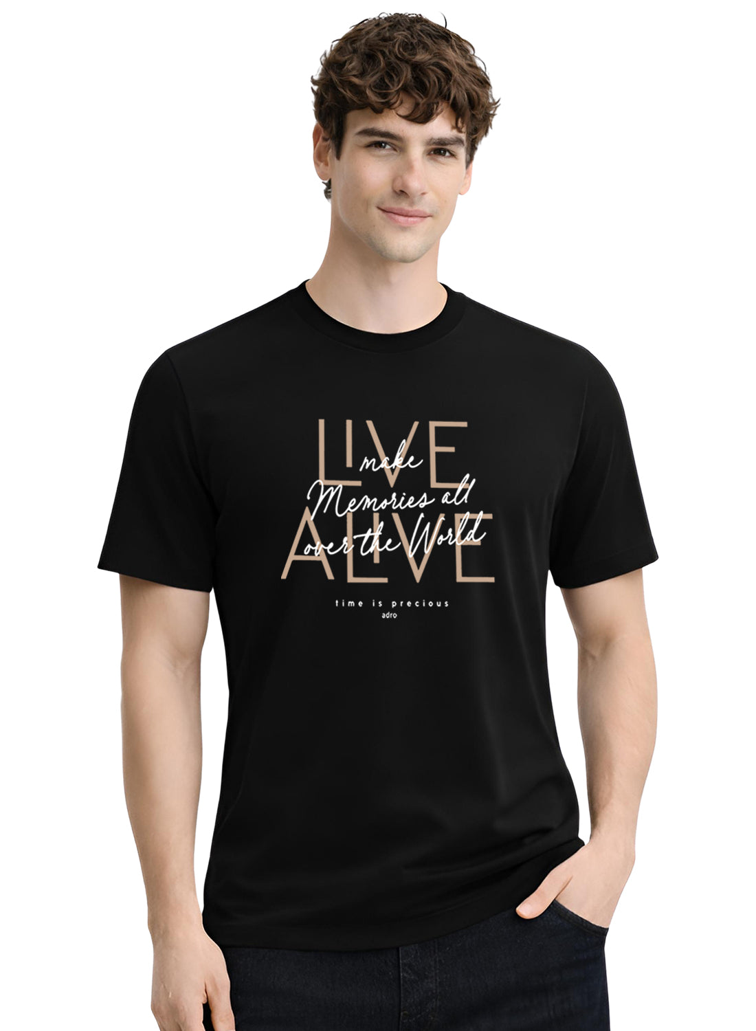 Men Black Cotton Printed  T-Shirt