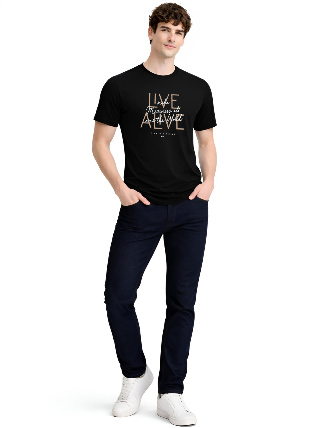 Men Black Cotton Printed  T-Shirt