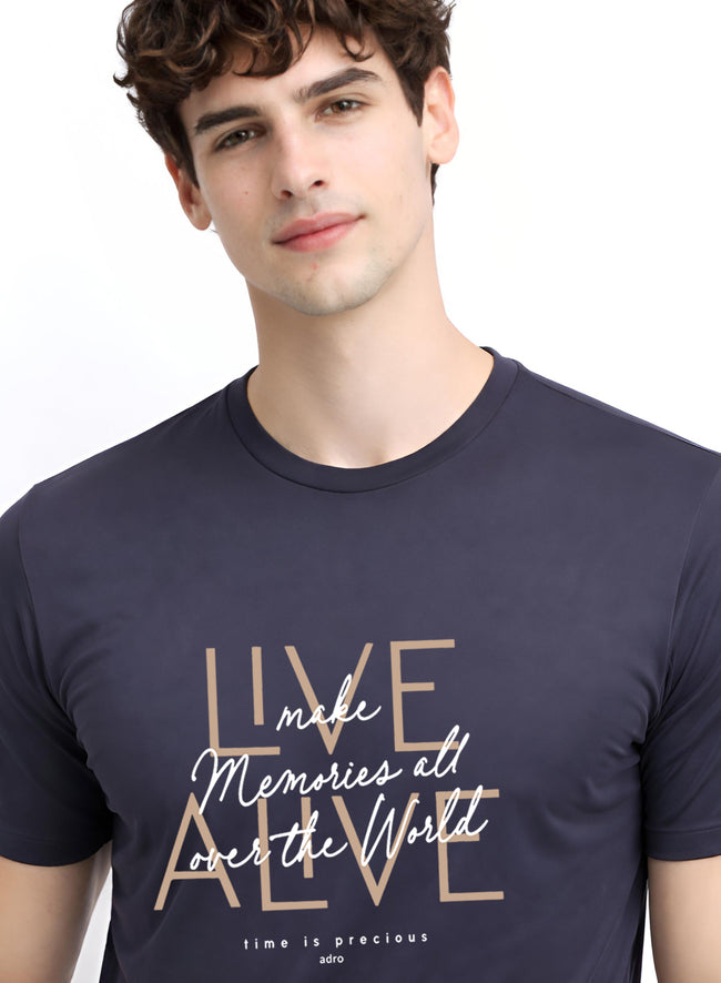 Men Grey Cotton Printed  T-Shirt