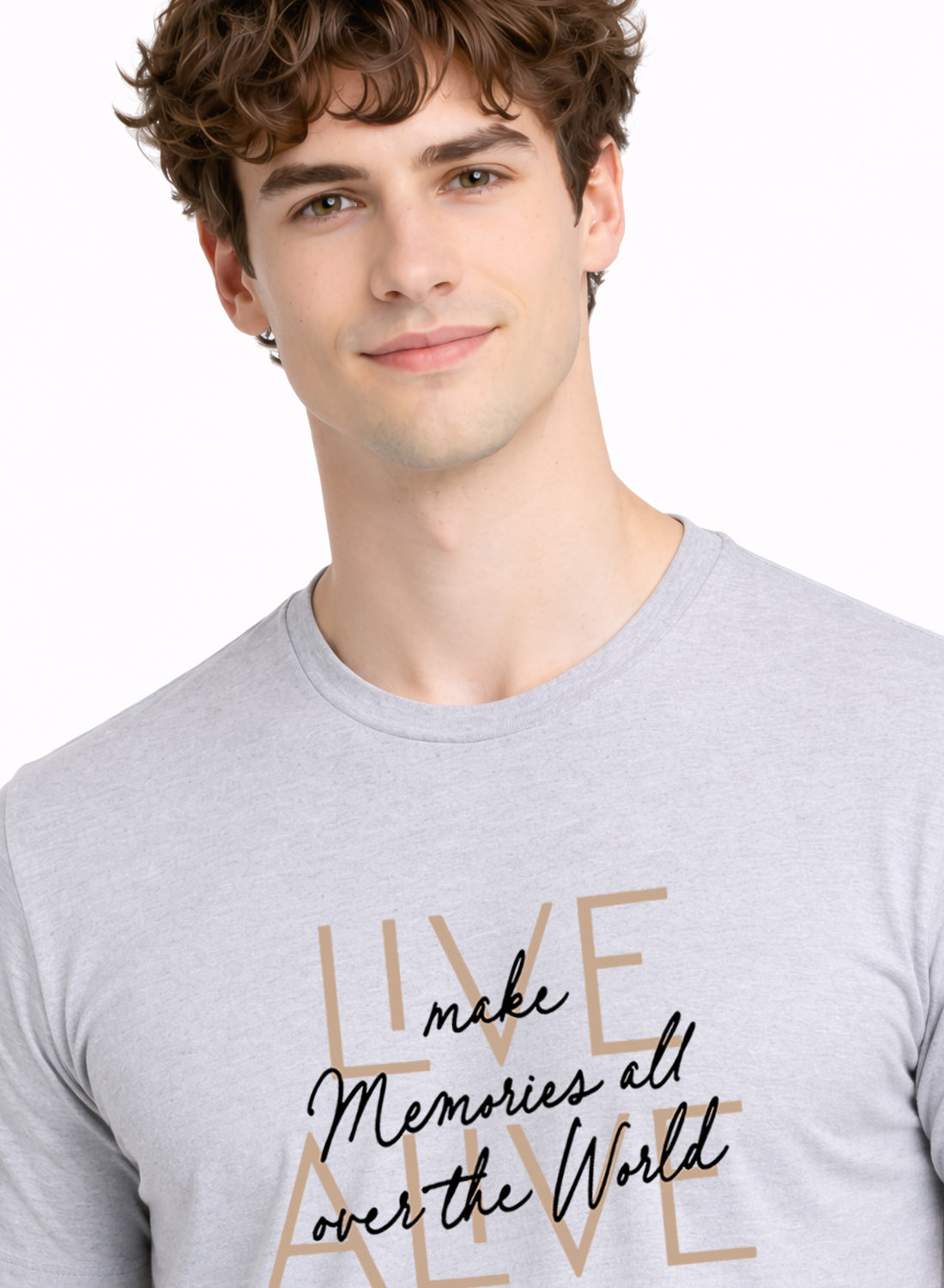 Men Grey Cotton Printed  T-Shirt