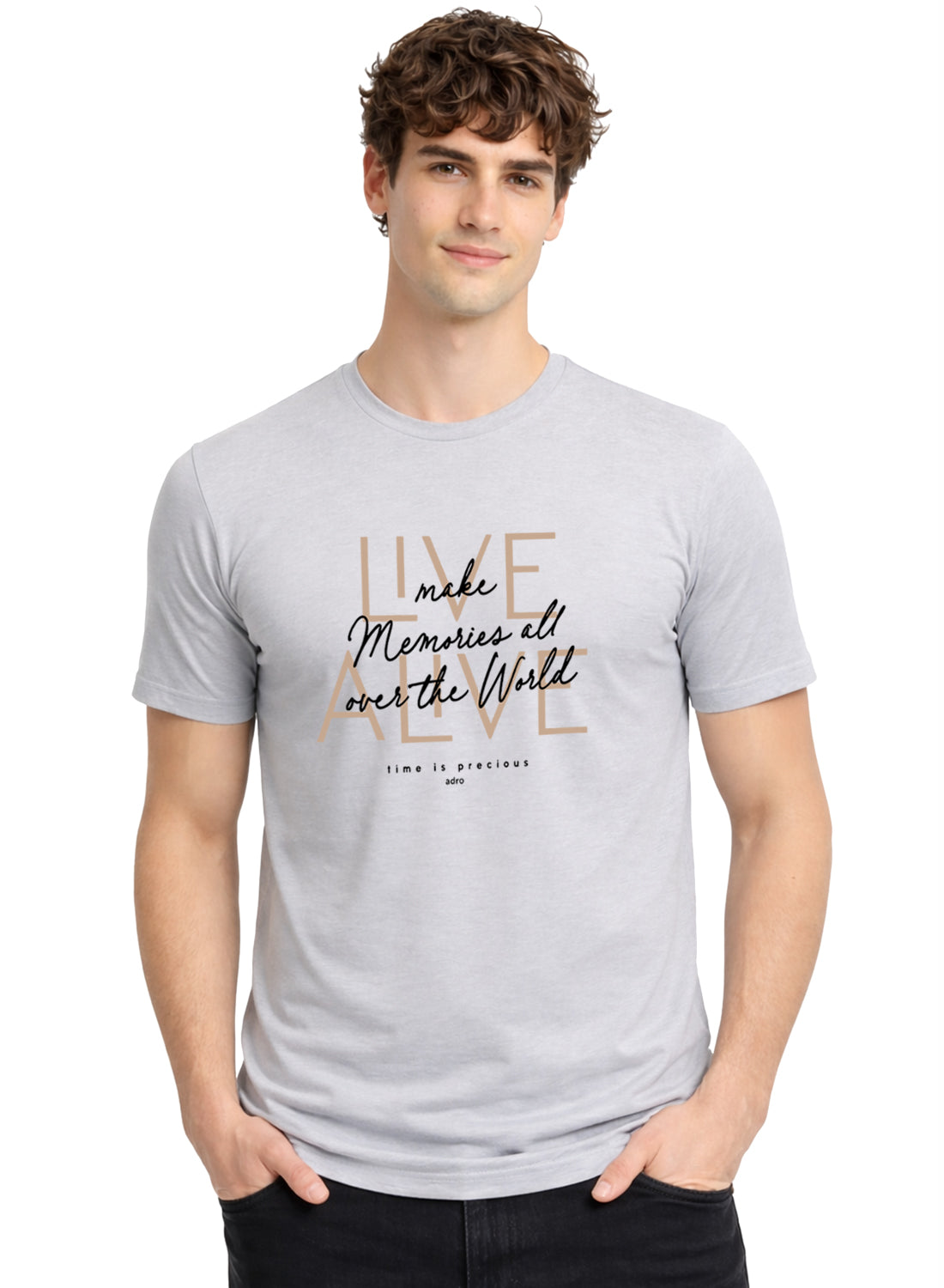 Men Grey Cotton Printed  T-Shirt