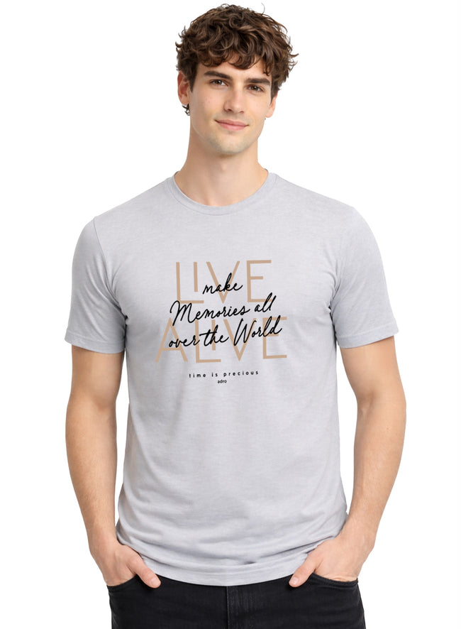 Men Grey Cotton Printed  T-Shirt