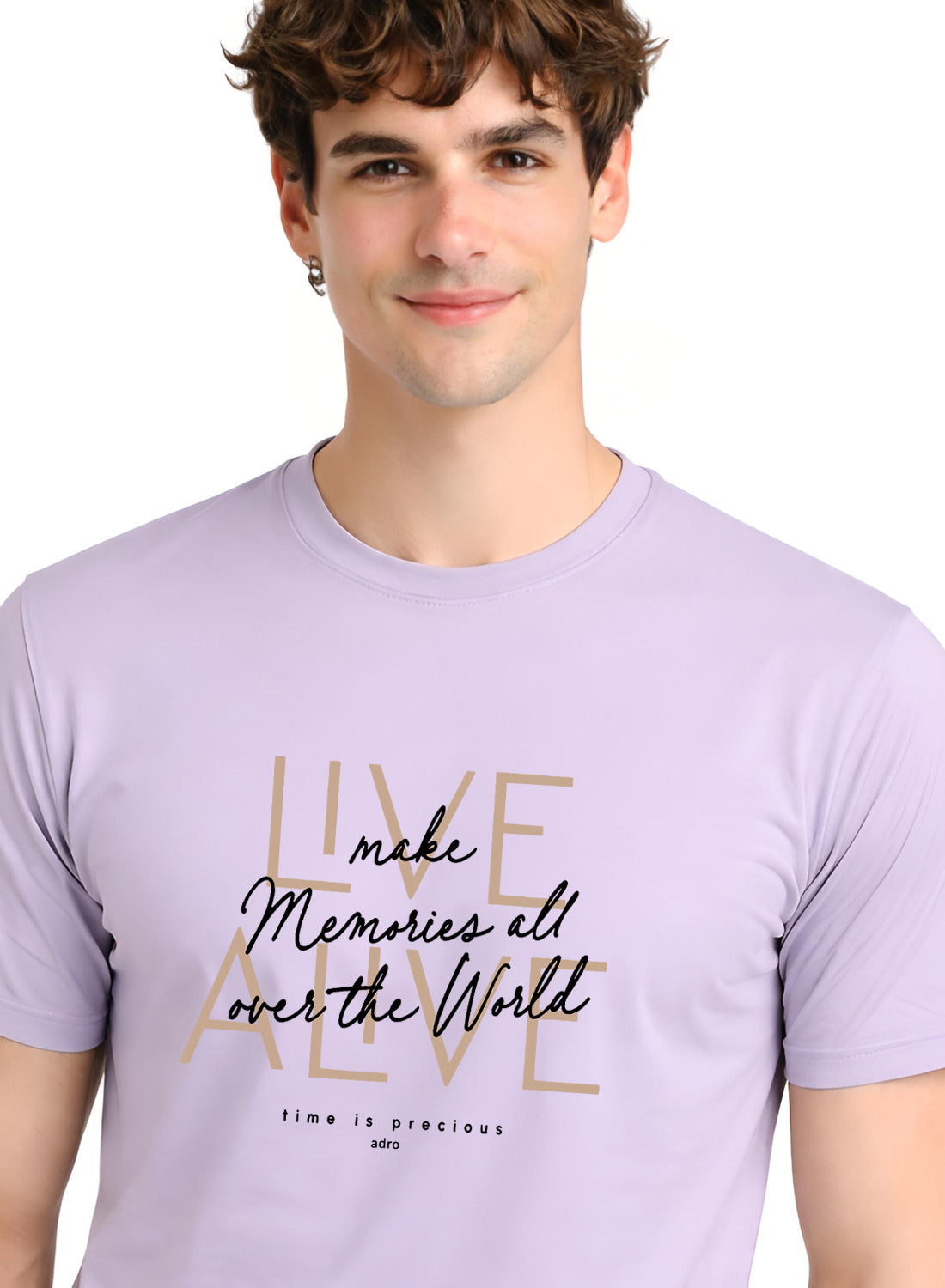 Men Lilac Cotton Printed  T-Shirt
