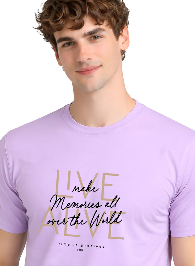 Men Lavender Cotton Printed  T-Shirt