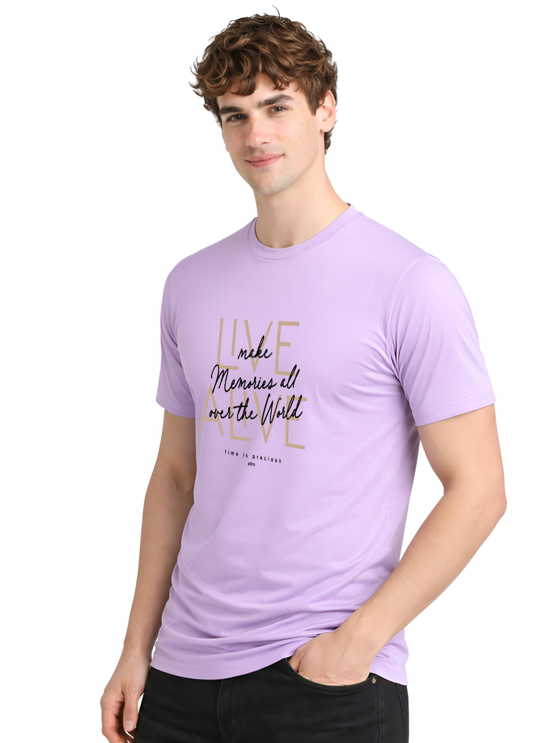 Men Lavender Cotton Printed  T-Shirt