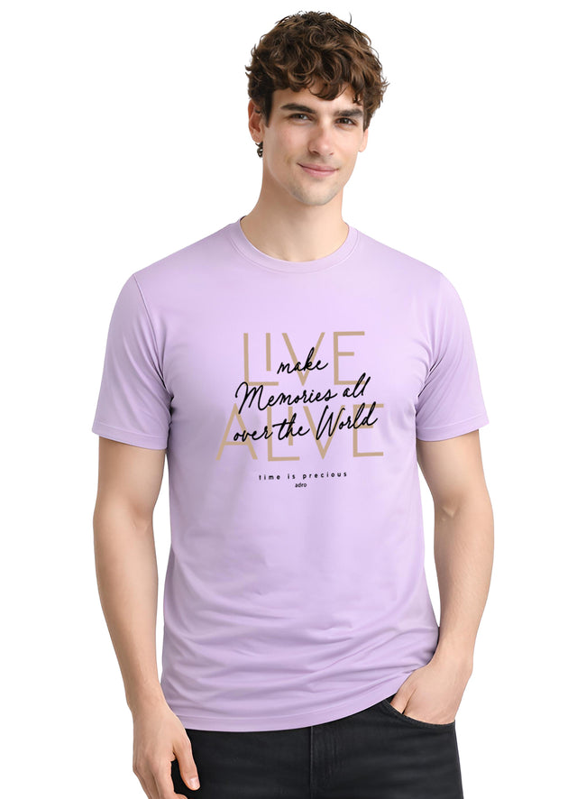 Men Lavender Cotton Printed  T-Shirt