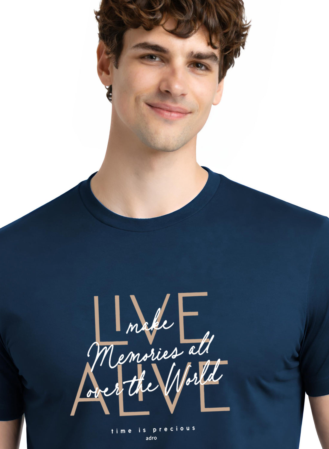 Men Teal Cotton Printed  T-Shirt