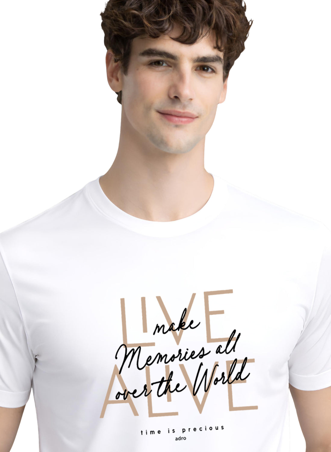 Men White Cotton Printed  T-Shirt