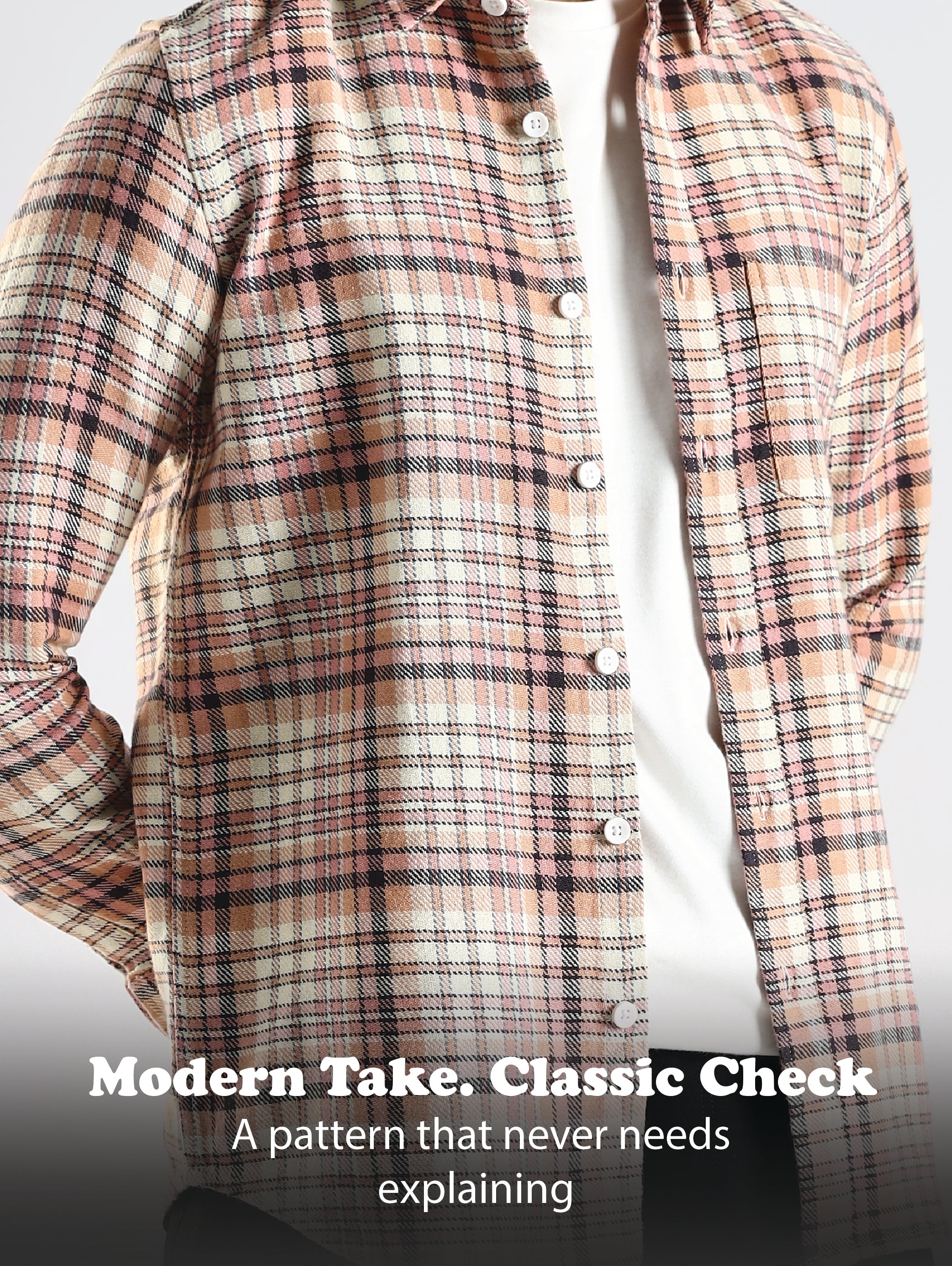 Men Pink Cotton Blend Checked Shirt