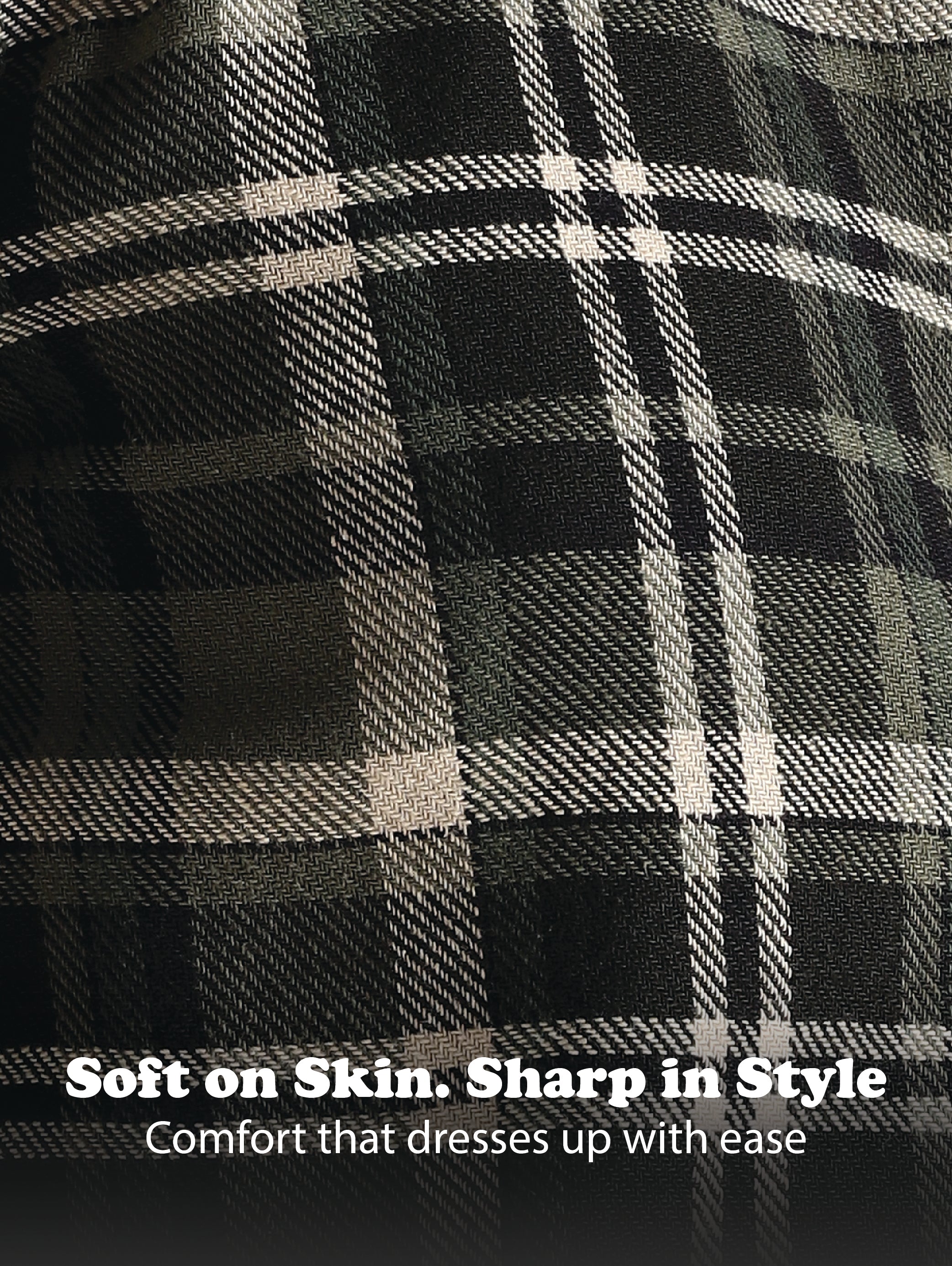 Men Olive Cotton Blend Checked Shirt
