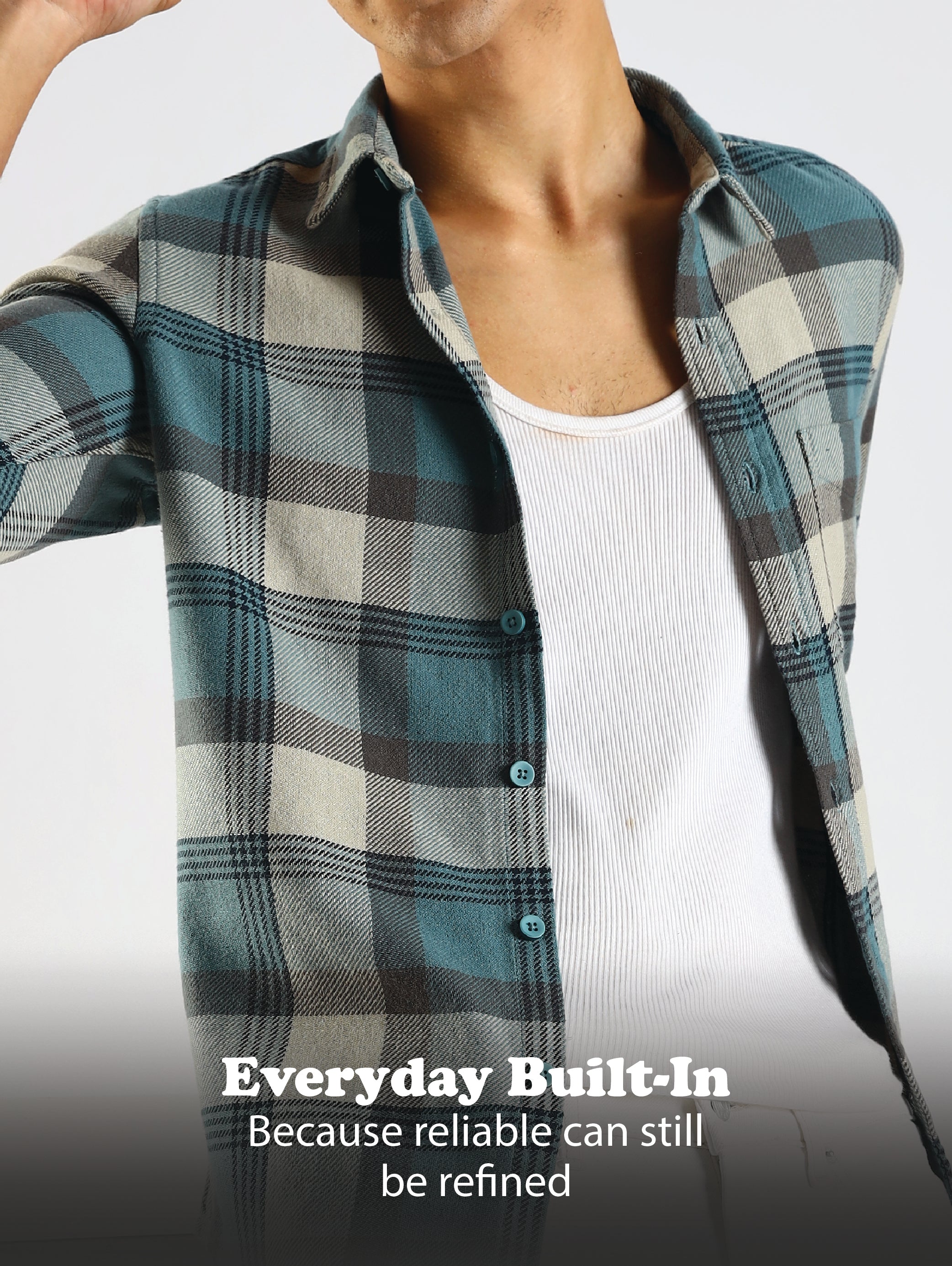 Men Blue Cotton Blend Checked Shirt