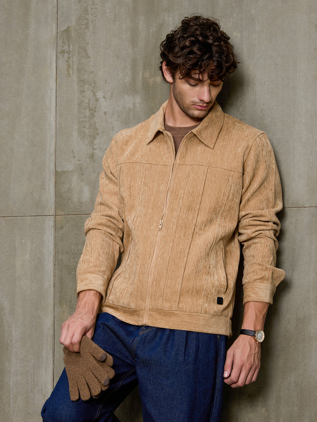 Men Self-Design Full Sleeve Casual Jacket