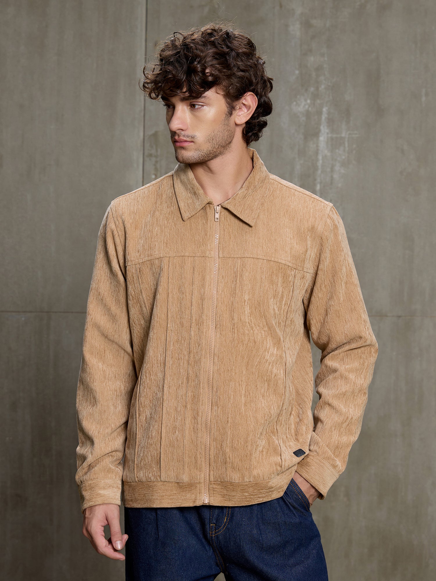 Men Self-Design Full Sleeve Casual Jacket
