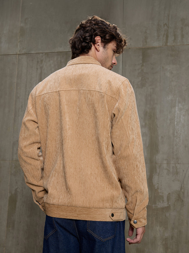 Men Self-Design Full Sleeve Casual Jacket