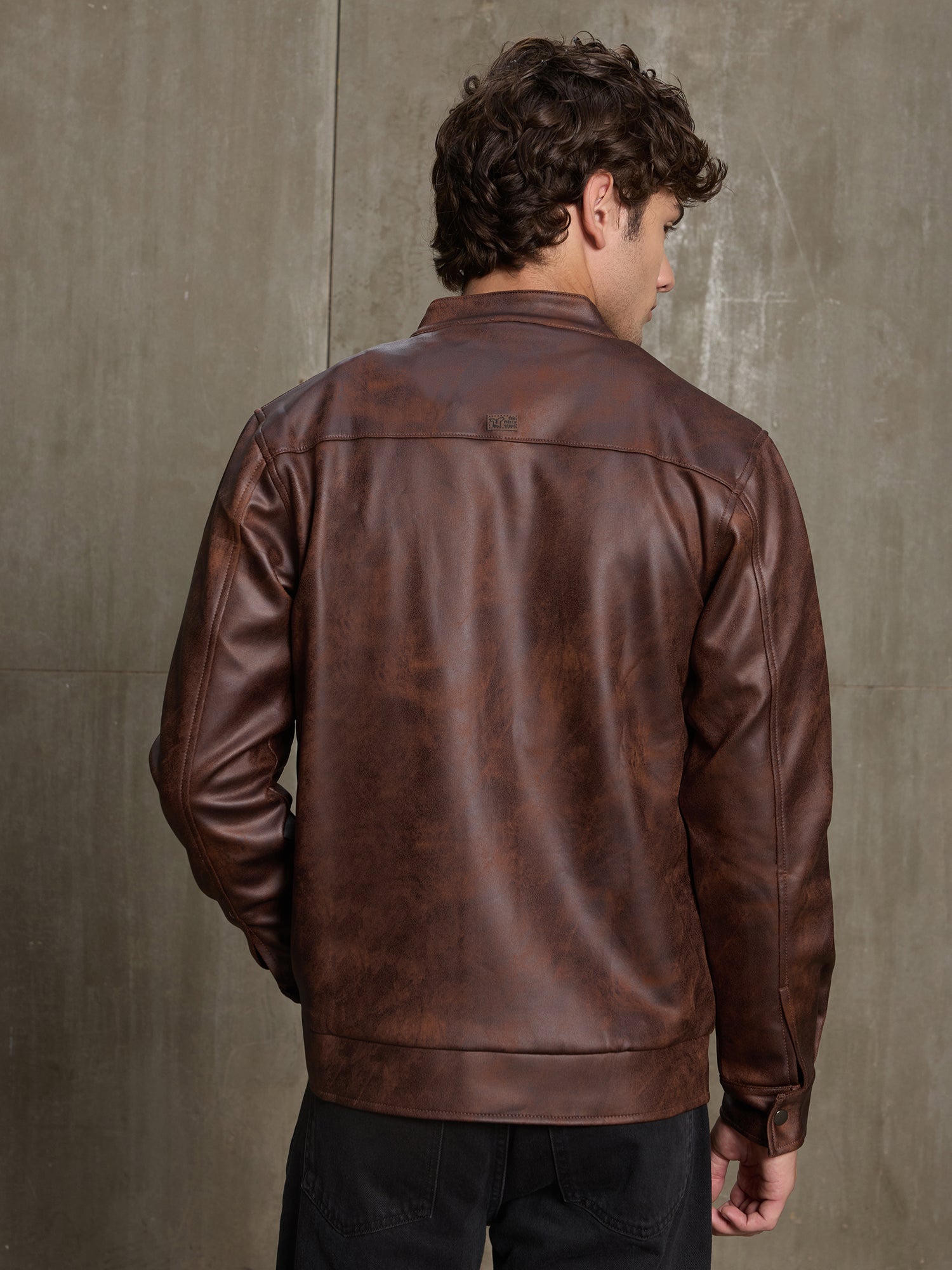 Men Dark Brown Solid Smart Casual Jacket