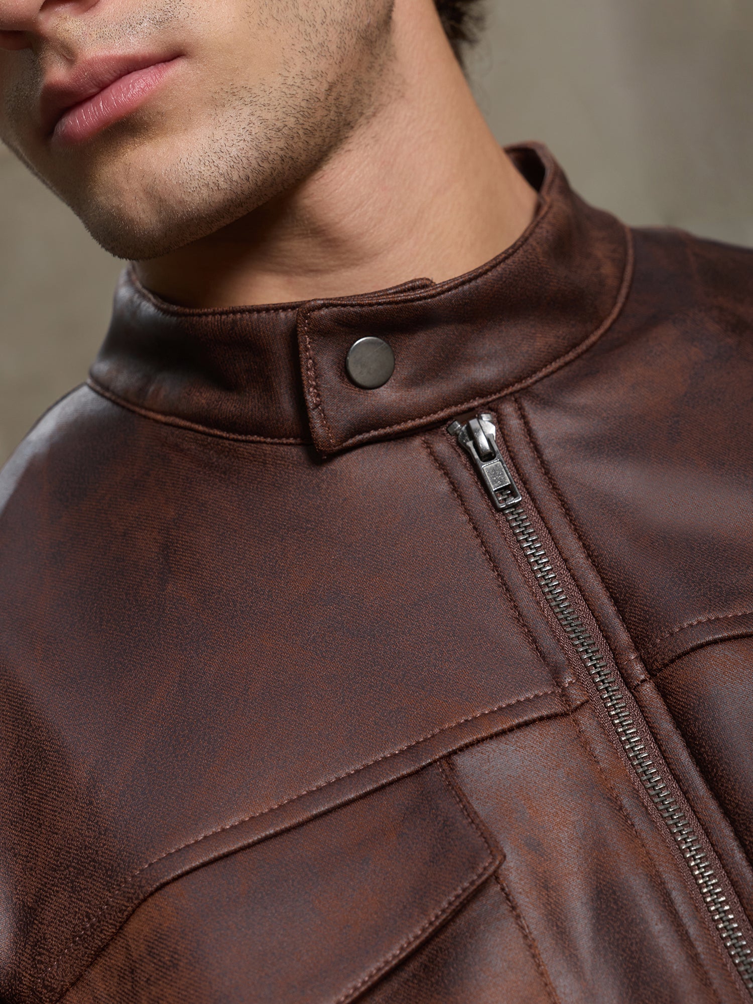 Men Dark Brown Solid Smart Casual Jacket