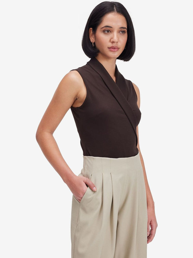 Women Brown Sleeveless Top