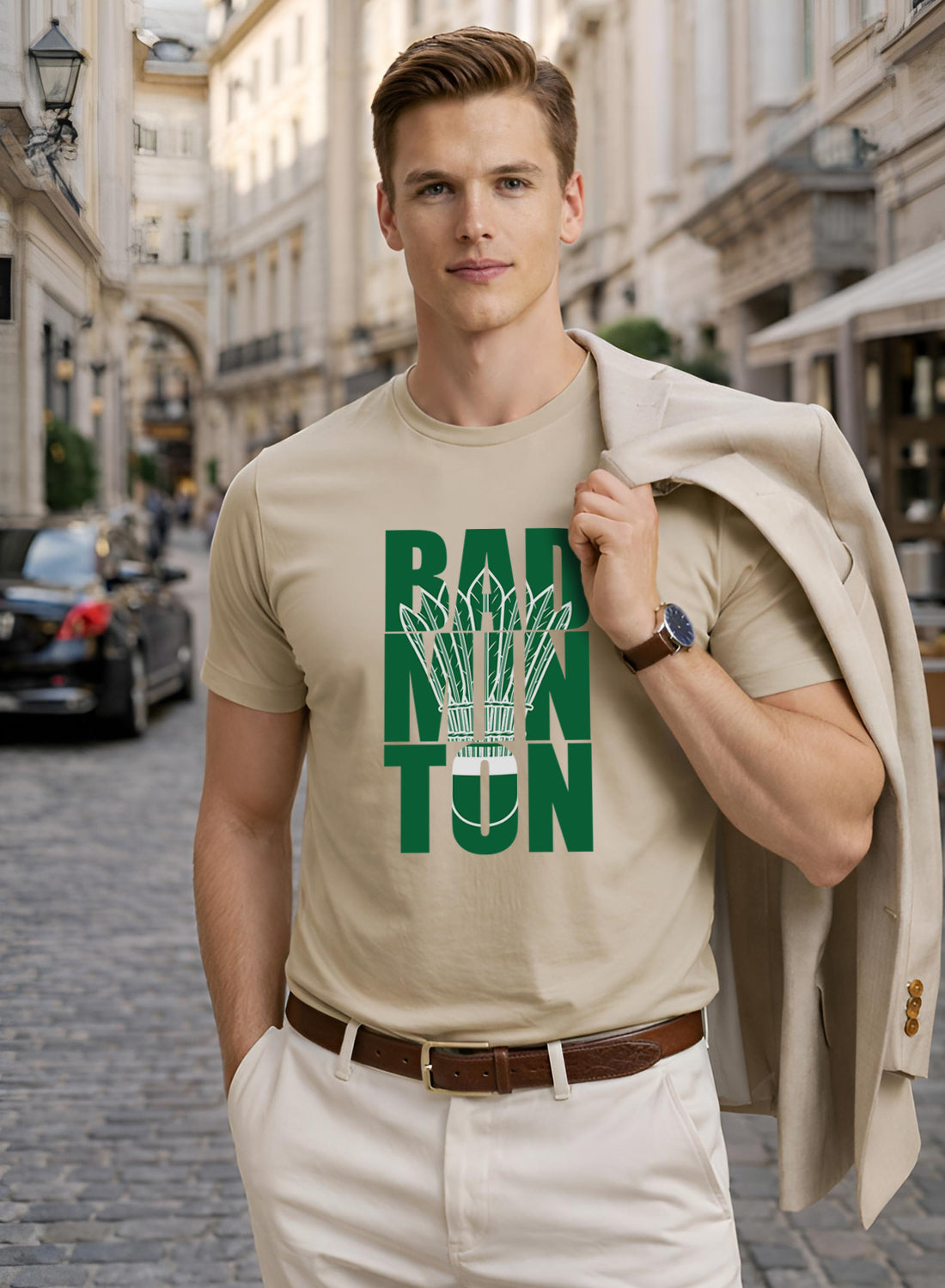 Men Badminton Printed T-Shirt
