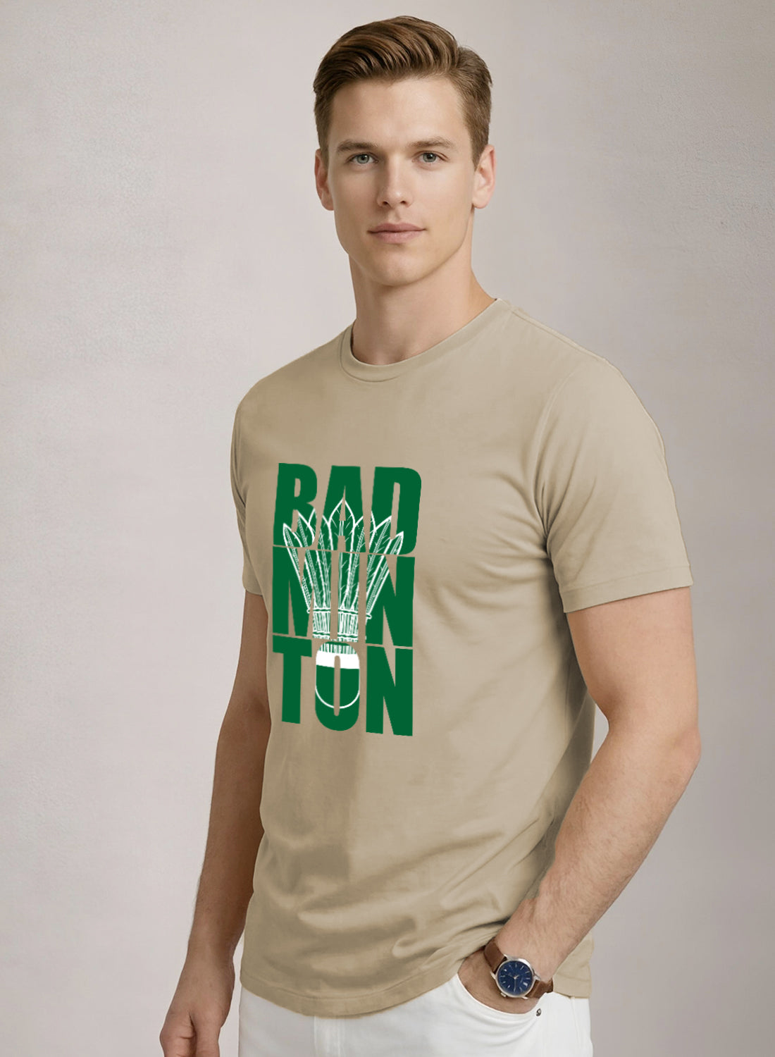 Men Badminton Printed T-Shirt