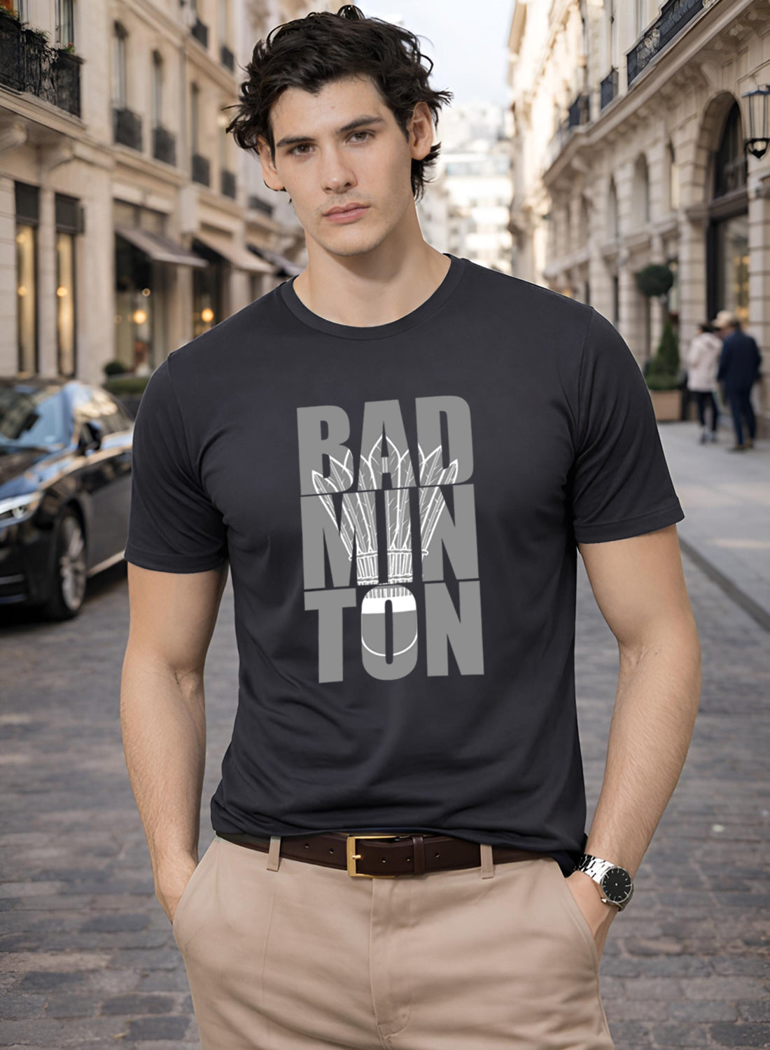 Men Badminton Printed T-Shirt