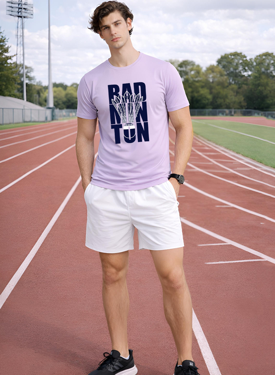 Men Badminton Printed T-Shirt