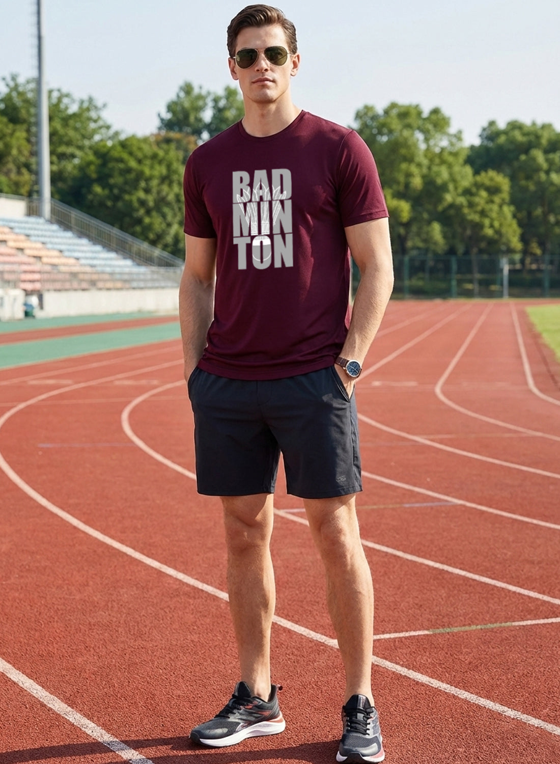 Men Badminton Printed T-Shirt