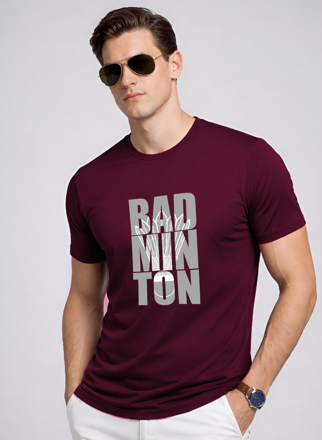 Men Badminton Printed T-Shirt