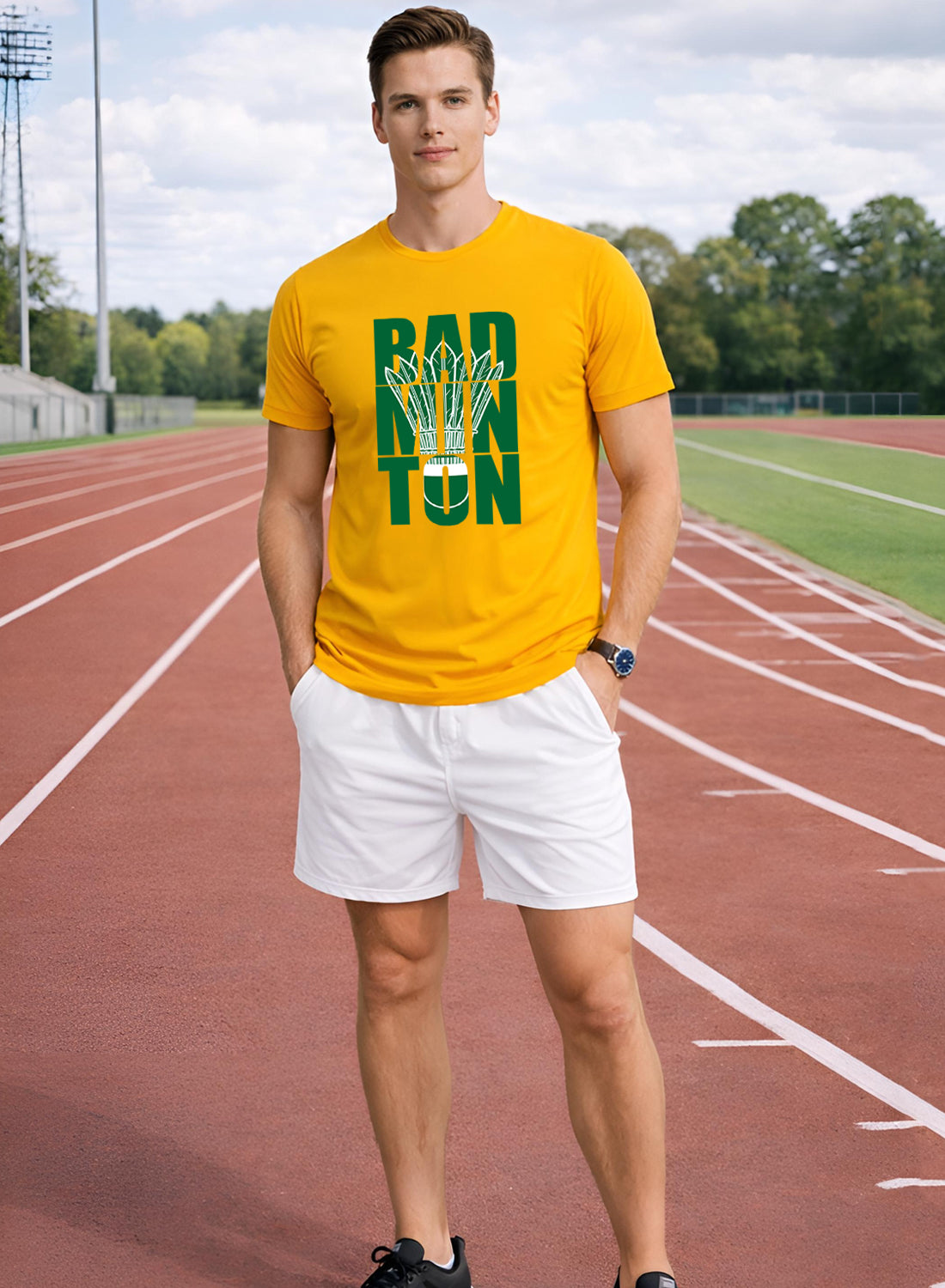 Men Badminton Printed T-Shirt