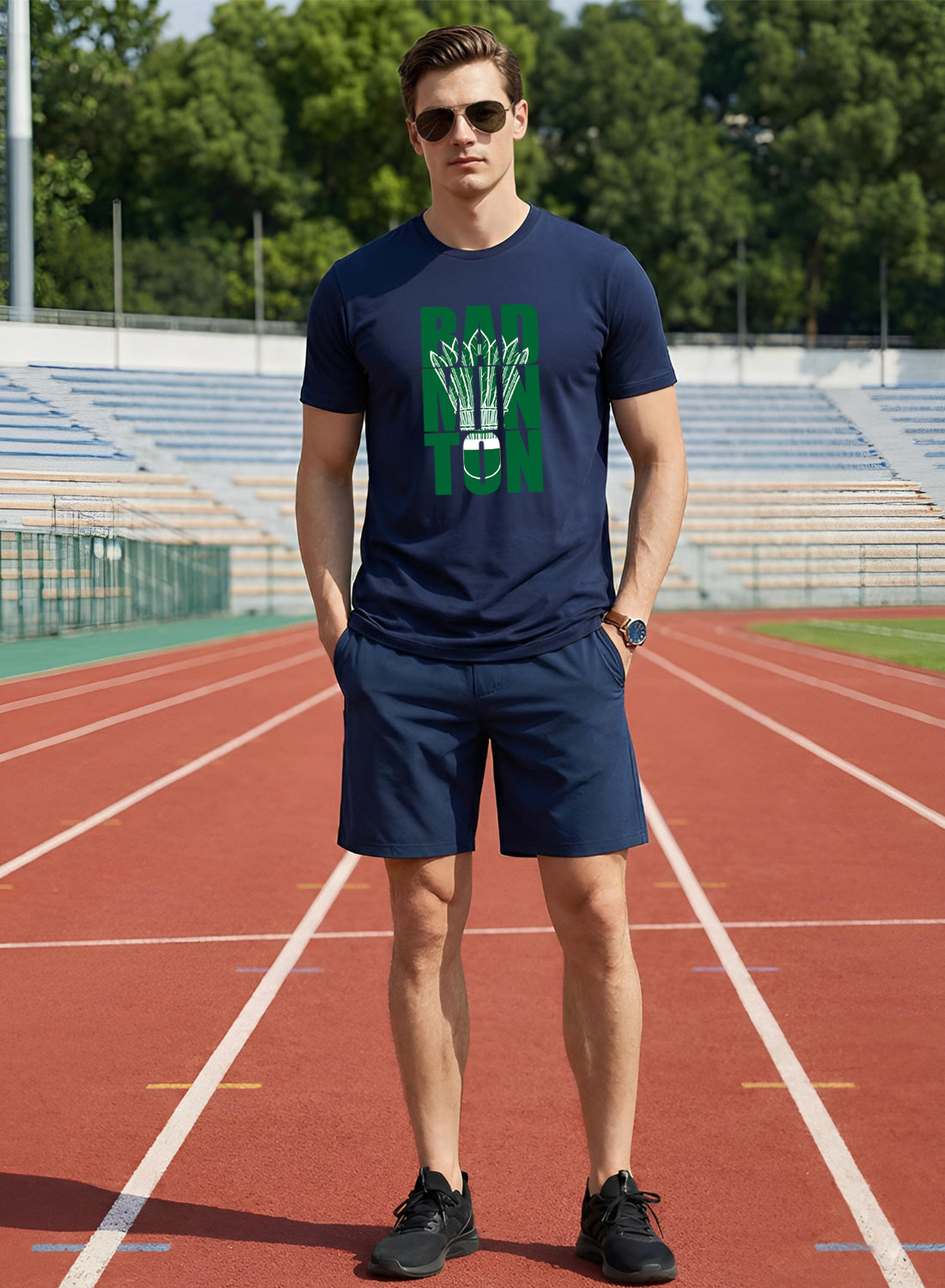 Men Badminton Printed T-Shirt