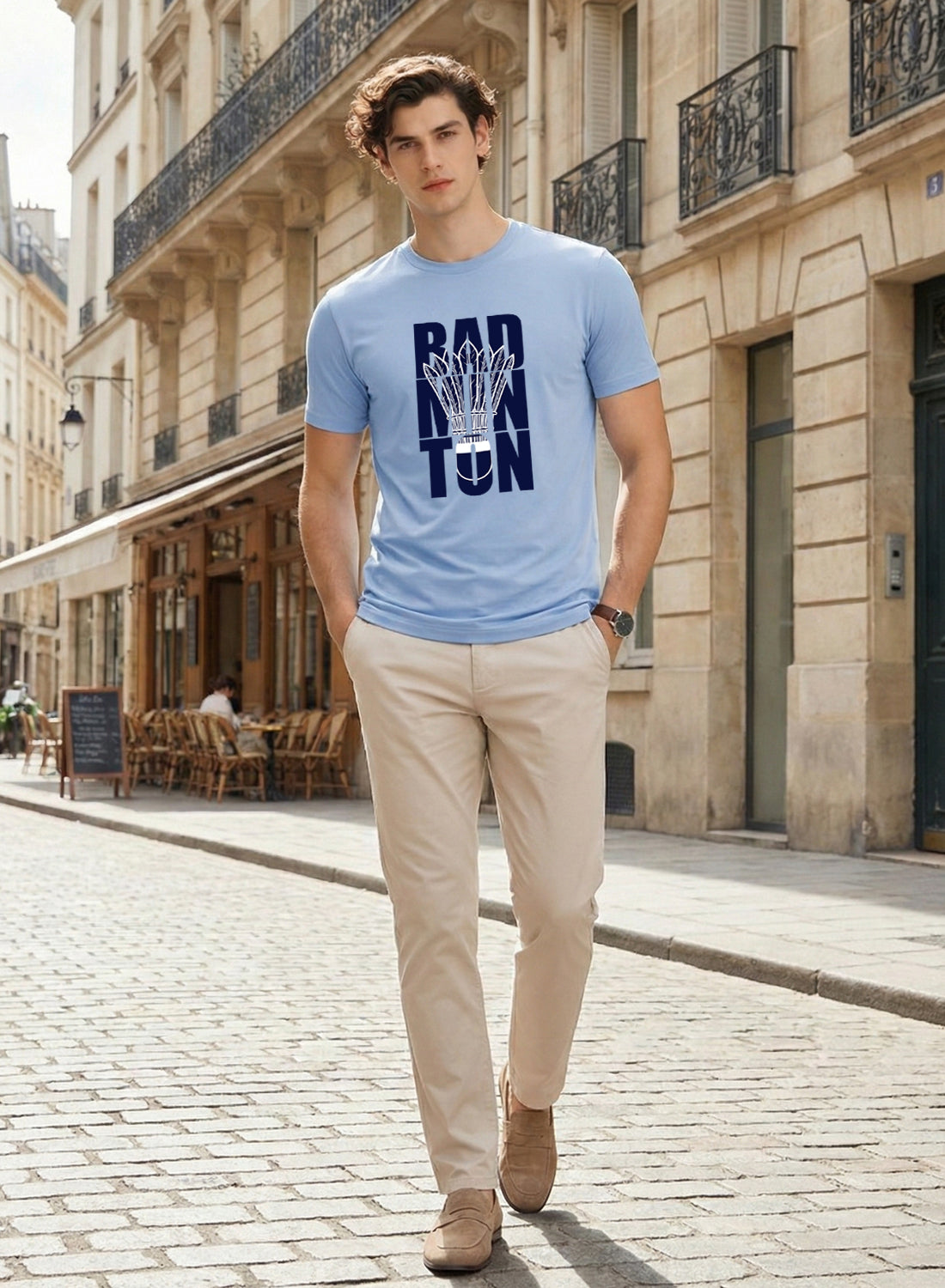 Men Badminton Printed T-Shirt