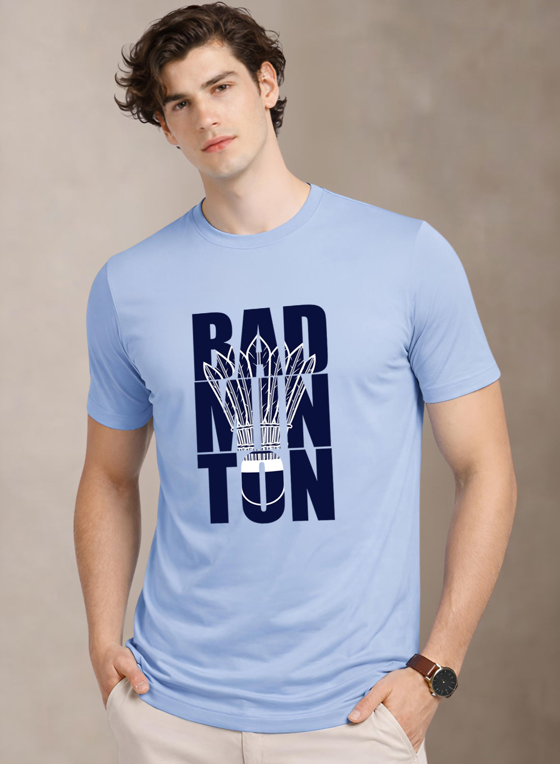 Men Badminton Printed T-Shirt