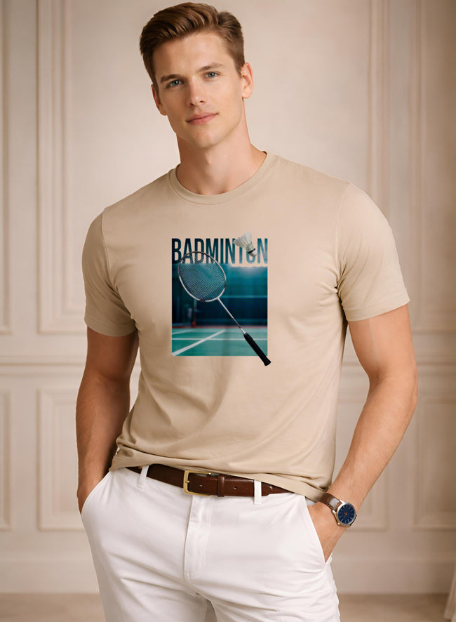 Men Badminton Graphic T-Shirt