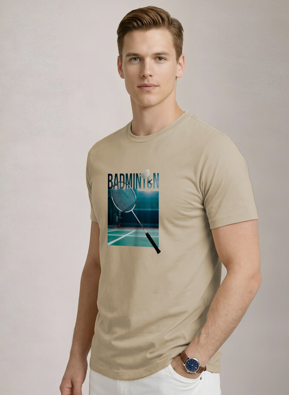 Men Badminton Graphic T-Shirt