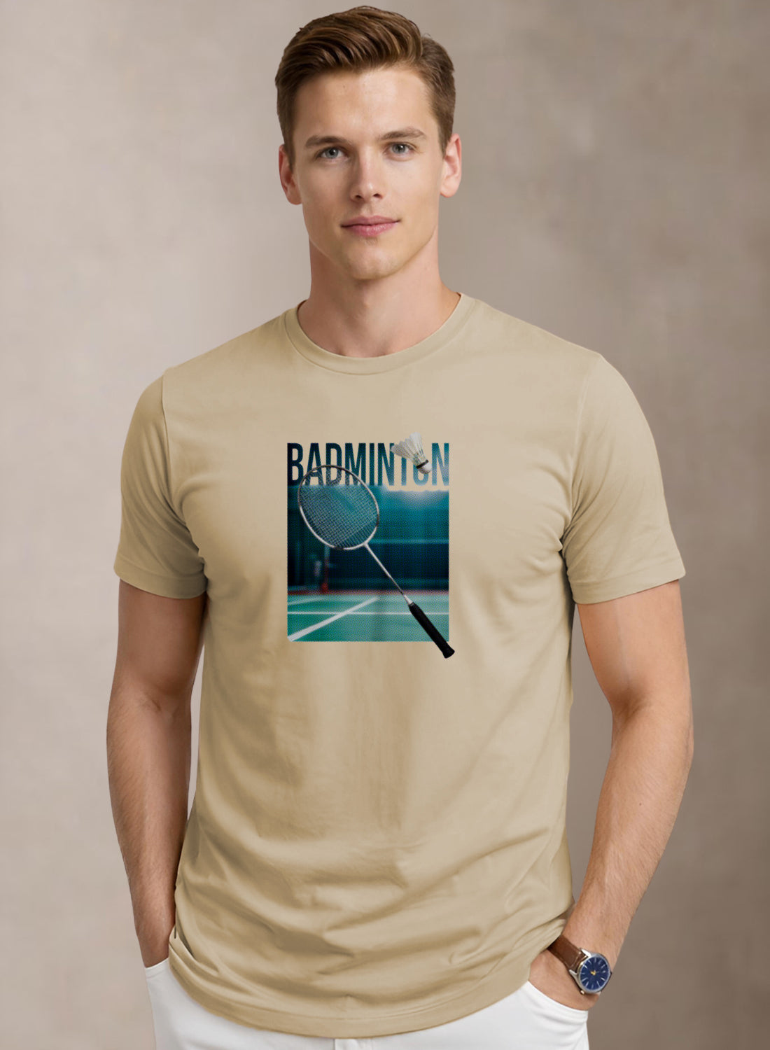 Men Badminton Graphic T-Shirt