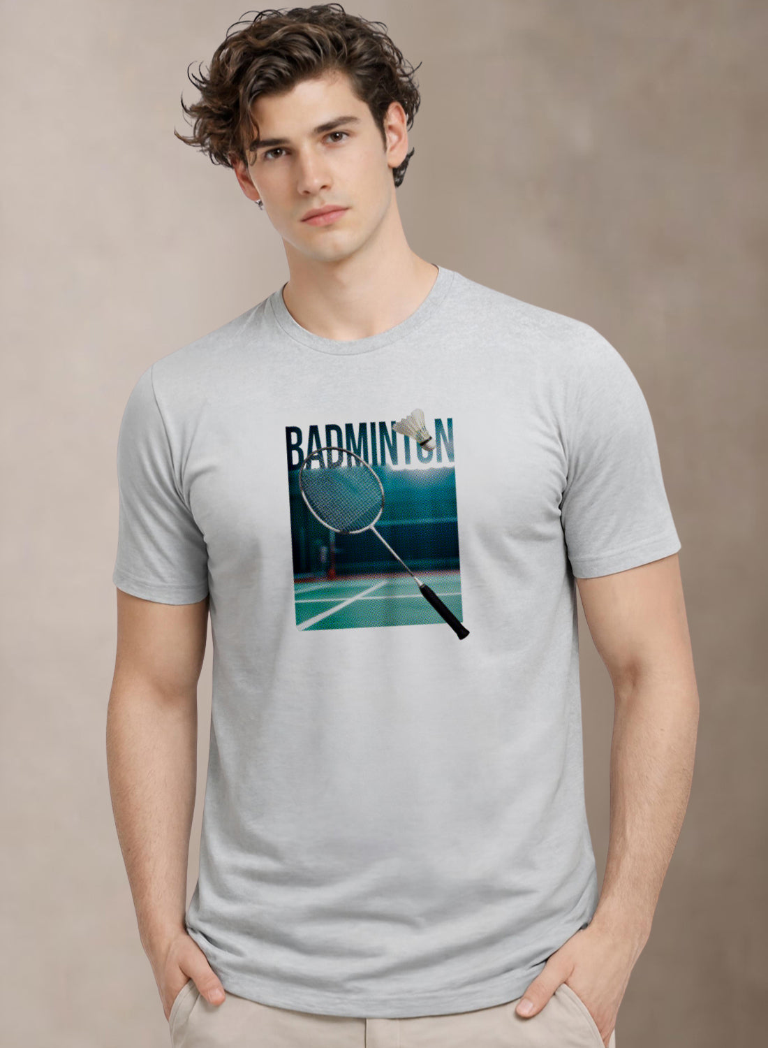 Men Badminton Graphic T-Shirt