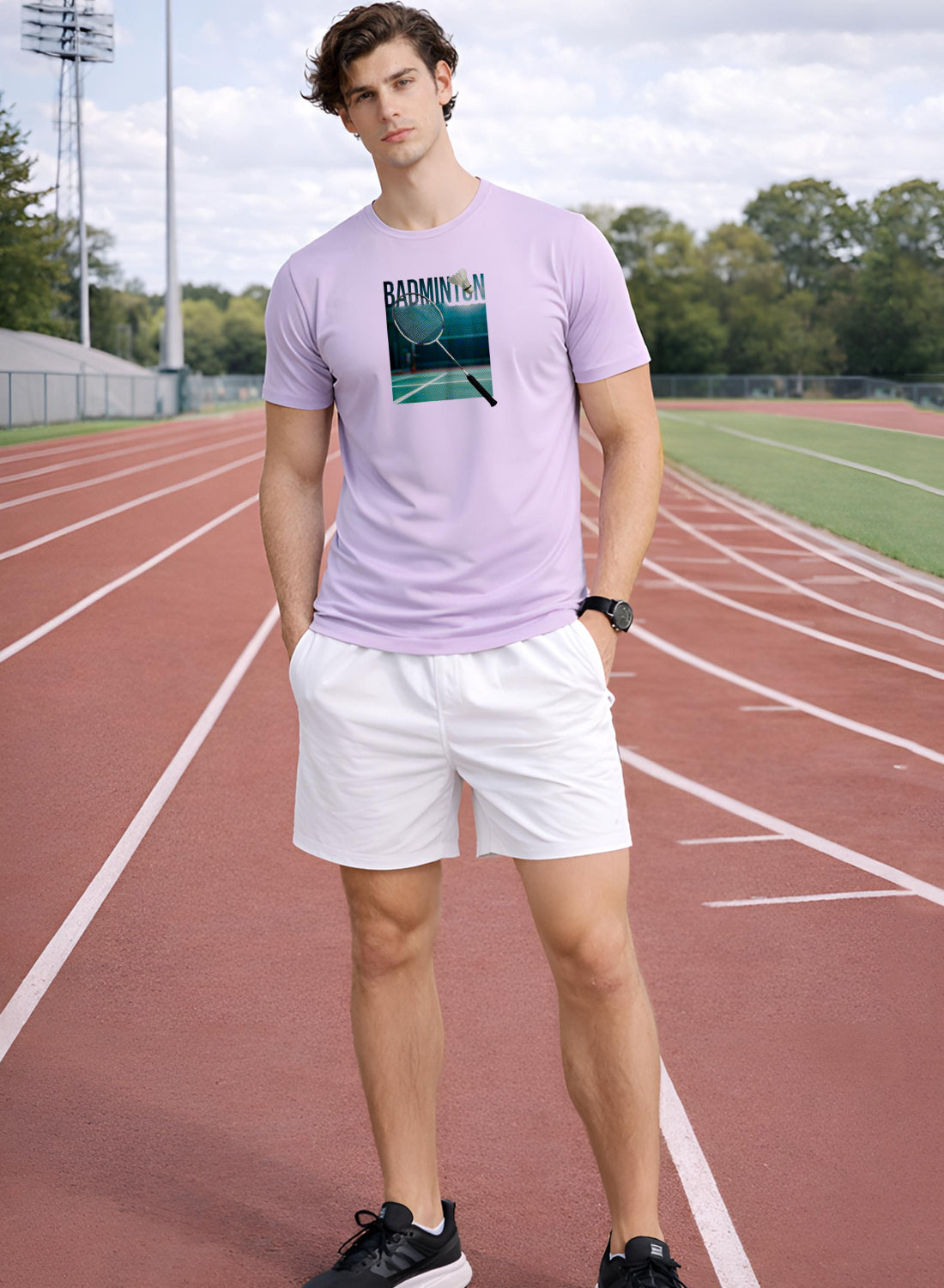 Men Badminton Graphic T-Shirt