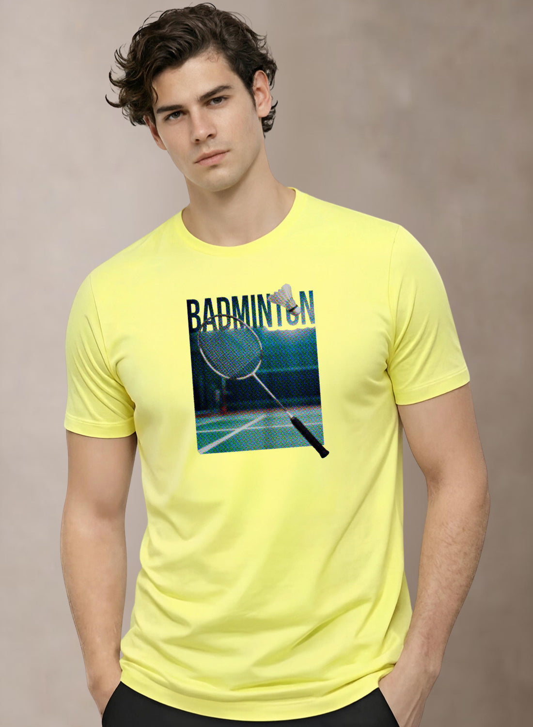 Men Badminton Graphic T-Shirt